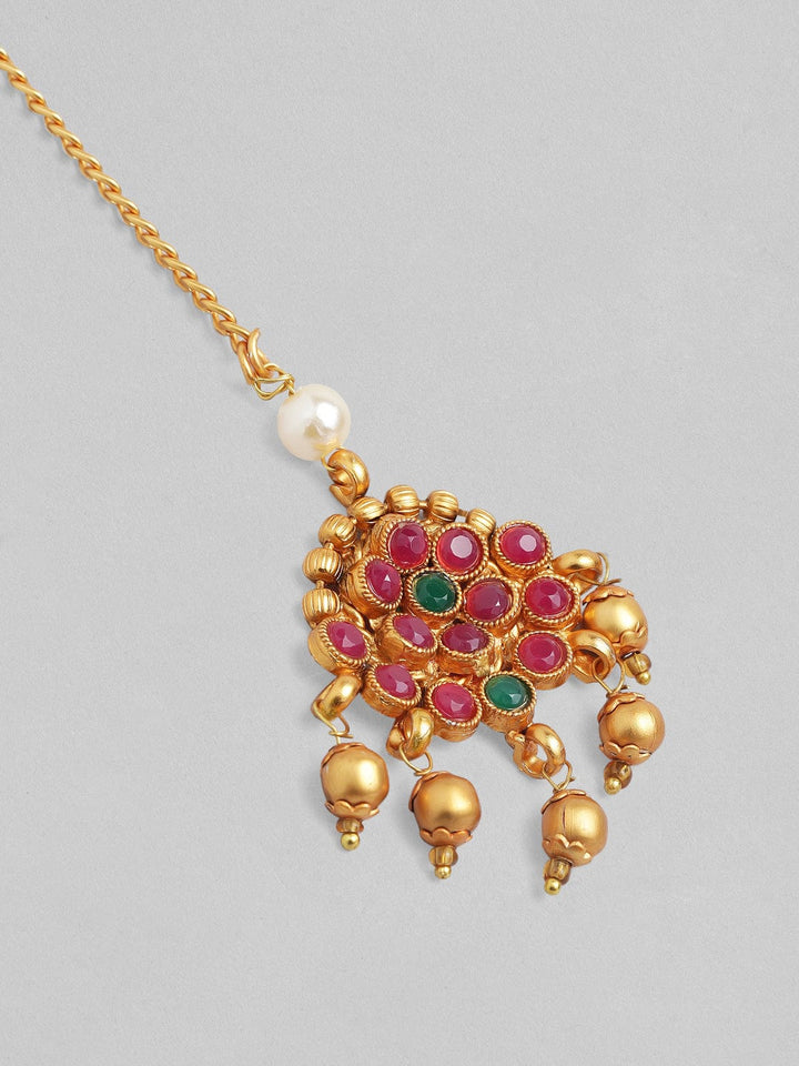 Rubans 24K Gold Plated Handcrafted Minimal Design Maangtika Maang Tikka