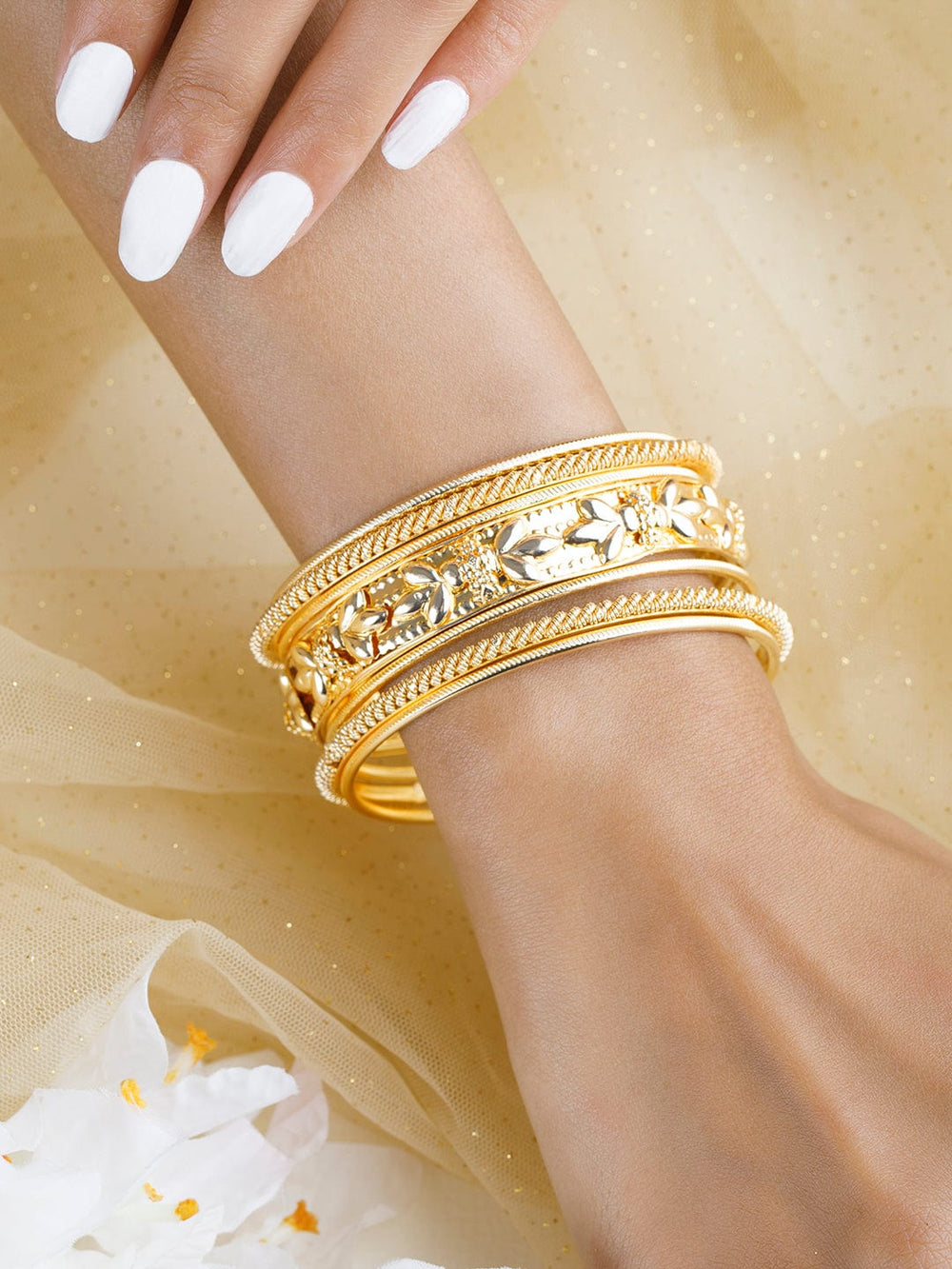 Rubans 24K Gold Plated Handcrafted Set Of 6 Bangles. Bangles & Bracelets