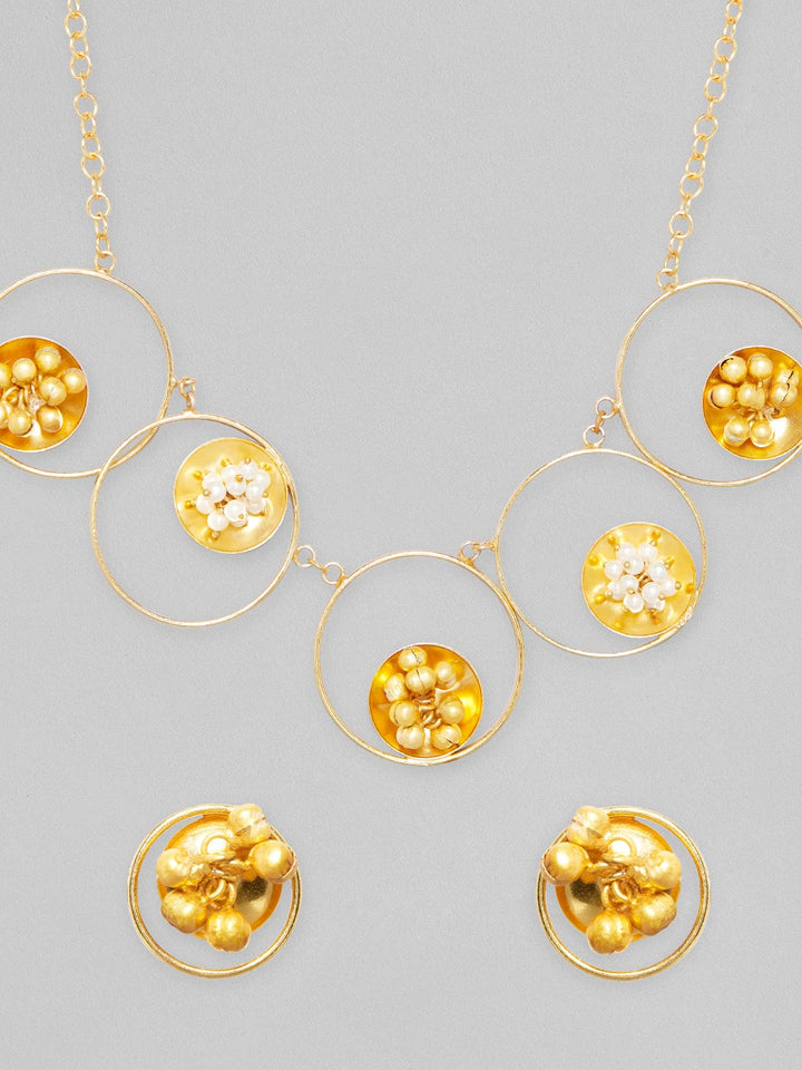 Rubans 24K Gold Plated Handcrafted  Unique Necklace Set With Circular Design Necklace Set