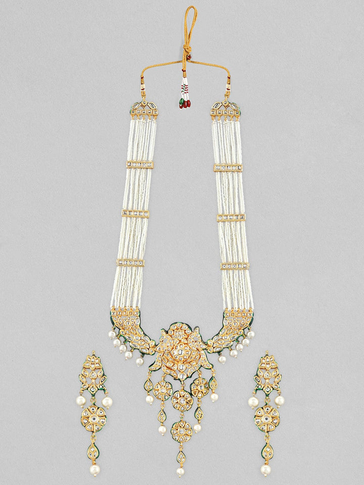 Rubans 24K Gold Plated Kundan Necklace Set With Layered Design Necklace Set