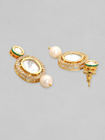 Rubans 24K Gold Plated Kundan Studded Pearl Beaded Necklace Set Necklace Set