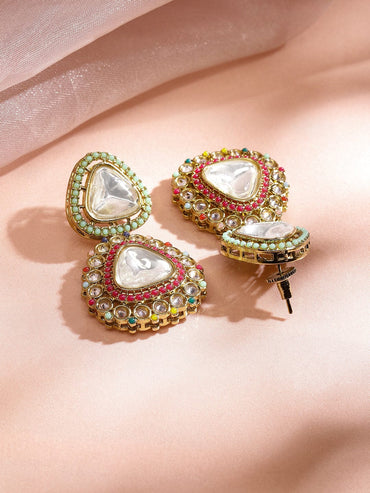 Rubans 24K Gold-Plated Multicolor Kundan & Cubic Zirconia Stone Handcrafted Necklace Set Jewellery Set