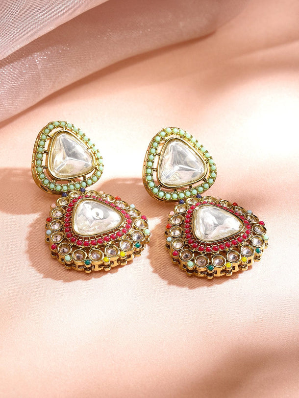 Rubans 24K Gold-Plated Multicolor Kundan & Cubic Zirconia Stone Handcrafted Necklace Set Jewellery Set