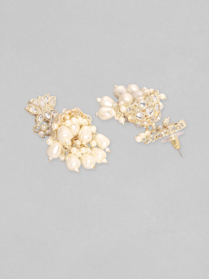 Rubans 24k Gold Plated Pearl Studded Necklace, Earring & Maangtikka Set. Necklace Set