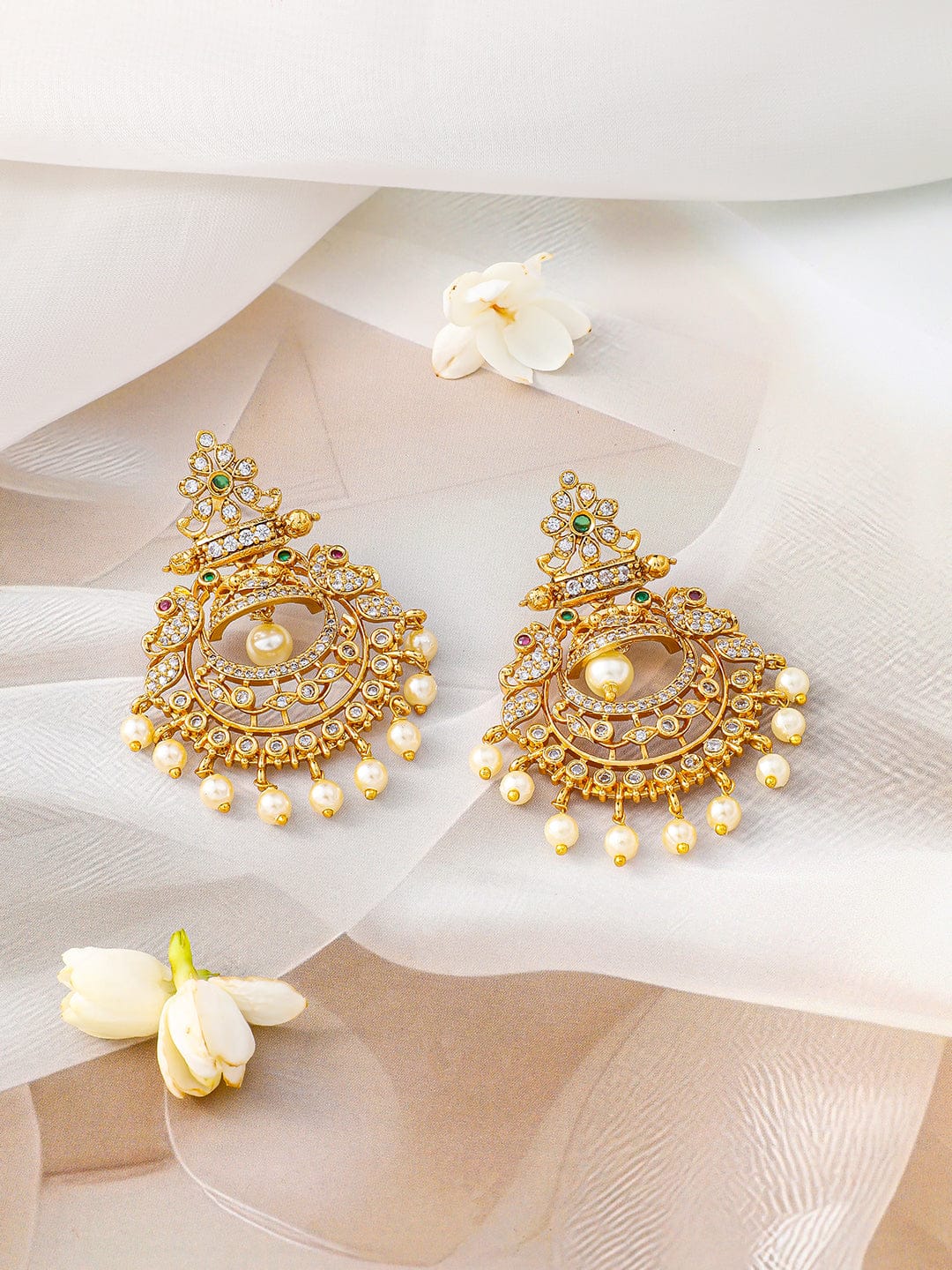 Rubans 24K Gold Plated Ruby, Emerald & Cubic Zirconia Studded Traditional Jewelry Set Jewellery Set