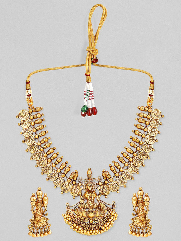 Rubans 24K Gold Polish Coin Temple Necklace set. Jewelry Sets
