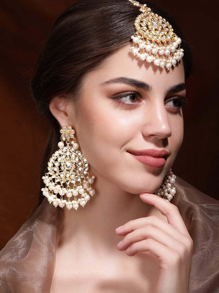 Chandbali Teeka And Sheesh Pati Set, Mangtika Set, Maang Tikka And Earrings  Set, Maang Tikka With Earrings, Heavy Maang Tikka With Earrings Online |  Ishhaara