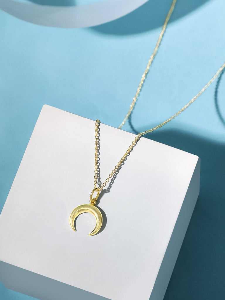 The Black Bow 14k Yellow Gold 3D Crescent Moon Face Necklace - 20 Inch -  Walmart.com