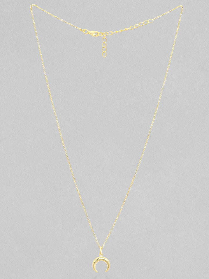 Rubans 925 Silver 18K Gold Plated Chain With Crescent Moon Pendant Necklace. Chain & Necklaces