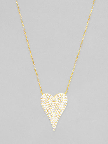 Rubans 925 Silver, 18K Gold Plated Chain With Zircon Studded Heart Pendant Necklace Chain & Necklaces