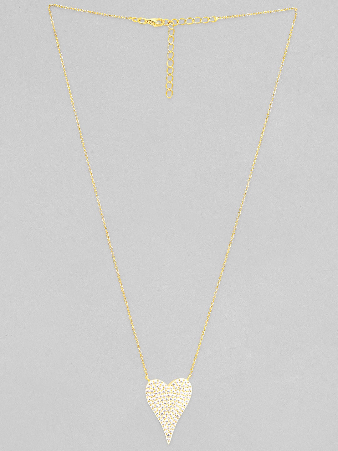 Rubans 925 Silver, 18K Gold Plated Chain With Zircon Studded Heart Pendant Necklace Chain & Necklaces