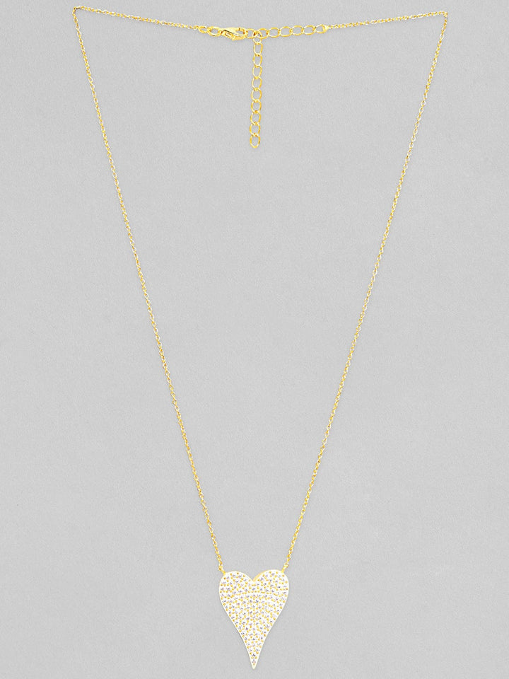 Rubans 925 Silver, 18K Gold Plated Chain With Zircon Studded Heart Pendant Necklace Chain & Necklaces