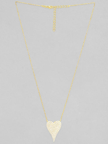 Rubans 925 Silver, 18K Gold Plated Chain With Zircon Studded Heart Pendant Necklace Chain & Necklaces