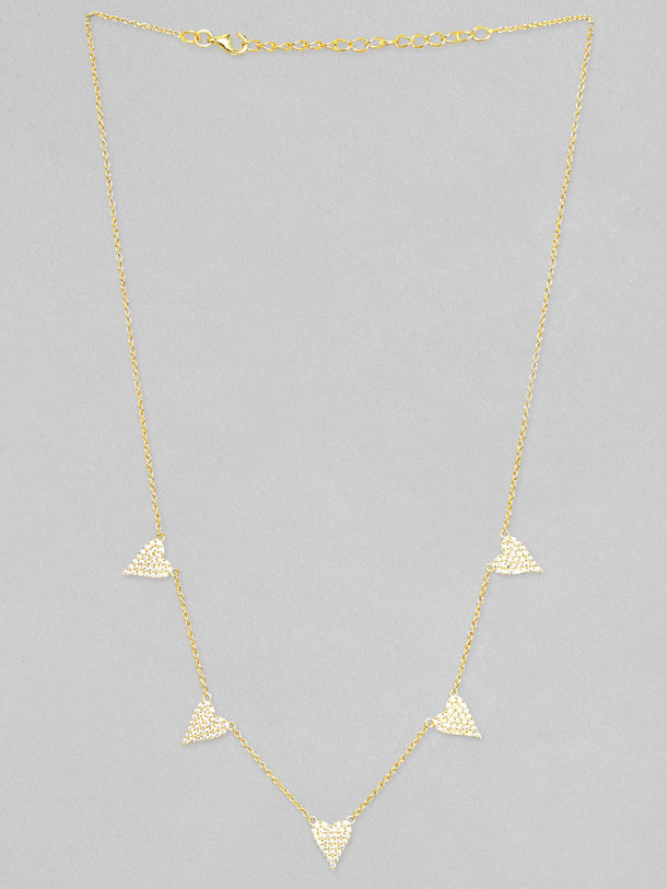 Rubans 925 Silver 18K Gold Plated Chain With Zircons Studded Multi Heart Charms Necklace Chain & Necklaces