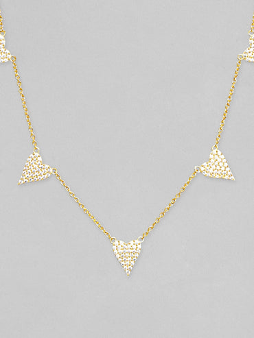 Rubans 925 Silver 18K Gold Plated Chain With Zircons Studded Multi Heart Charms Necklace Chain & Necklaces