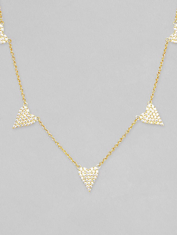 Rubans 925 Silver 18K Gold Plated Chain With Zircons Studded Multi Heart Charms Necklace Chain & Necklaces
