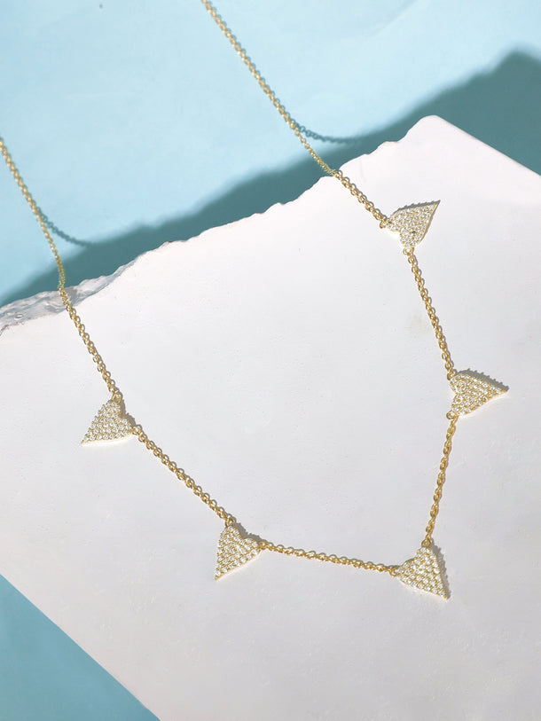 Rubans 925 Silver 18K Gold Plated Chain With Zircons Studded Multi Heart Charms Necklace Chain & Necklaces