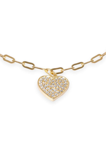 Rubans 925 Silver 18K Gold Plated Heart Pave Zirconia Charm Bracelet Bangles & Bracelets