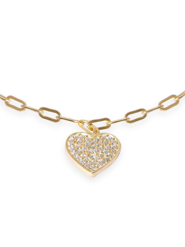 Rubans 925 Silver 18K Gold Plated Heart Pave Zirconia Charm Bracelet Bangles & Bracelets