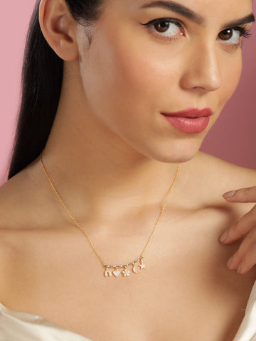 Rubans 925 Silver 18K Gold plated multi charms zirconia necklace Necklaces, Necklace Sets, Chains & Mangalsutra