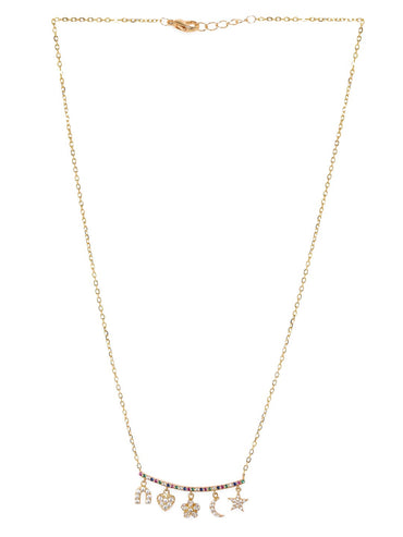 Rubans 925 Silver 18K Gold plated multi charms zirconia necklace Necklaces, Necklace Sets, Chains & Mangalsutra