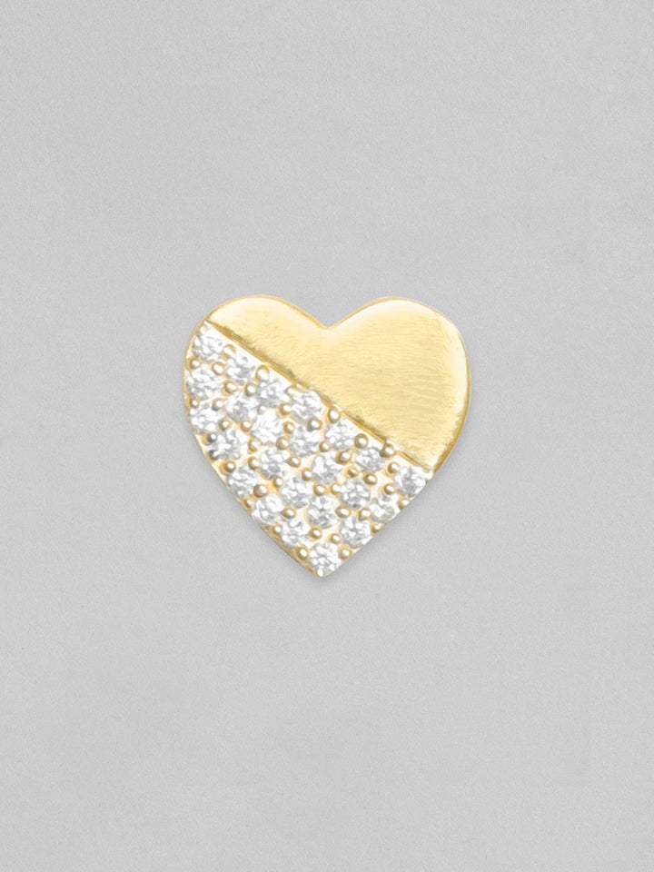 Rubans 925 Silver, 18K Gold Plated Partial Zircons Studded Heart Stud Earring. Earrings