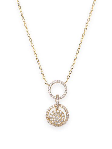 Rubans 925 Silver 18K Gold Plated Zirconia Studded Minimal Pendant Necklace Necklaces, Necklace Sets, Chains & Mangalsutra