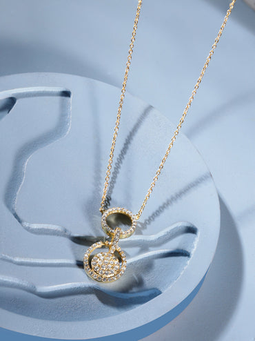 Rubans 925 Silver 18K Gold Plated Zirconia Studded Minimal Pendant Necklace Necklaces, Necklace Sets, Chains & Mangalsutra