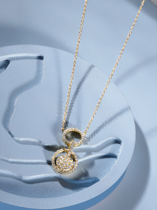 Rubans 925 Silver 18K Gold Plated Zirconia Studded Minimal Pendant Necklace Necklaces, Necklace Sets, Chains & Mangalsutra