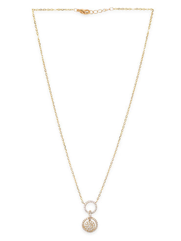Rubans 925 Silver 18K Gold Plated Zirconia Studded Minimal Pendant Necklace Necklaces, Necklace Sets, Chains & Mangalsutra