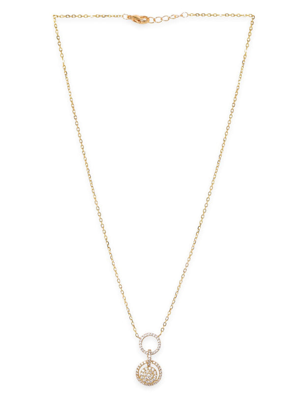 Rubans 925 Silver 18K Gold Plated Zirconia Studded Minimal Pendant Necklace Necklaces, Necklace Sets, Chains & Mangalsutra