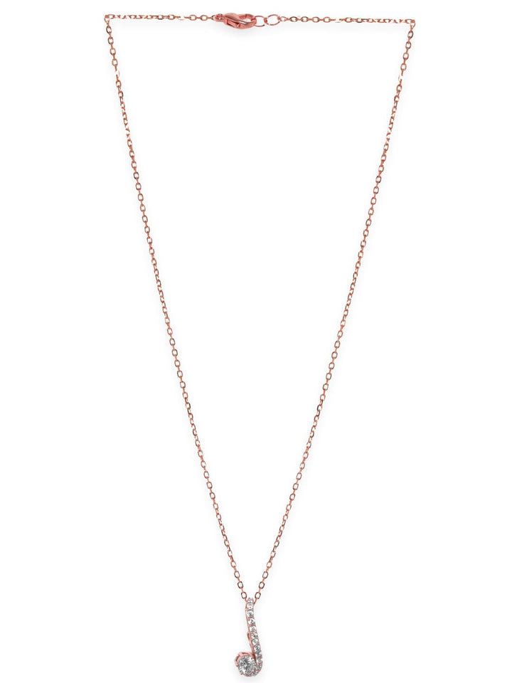 Rubans 925 Silver 18K Rose Gold Minimal Zirconia Pendant Necklace Set Necklaces, Necklace Sets, Chains & Mangalsutra