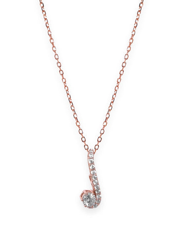 Rubans 925 Silver 18K Rose Gold Minimal Zirconia Pendant Necklace Set Necklaces, Necklace Sets, Chains & Mangalsutra