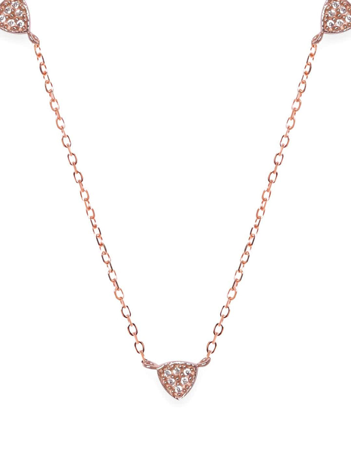 Rubans 925 Silver 18K Rose Gold Plated Heart Charm Necklace Necklaces, Necklace Sets, Chains & Mangalsutra