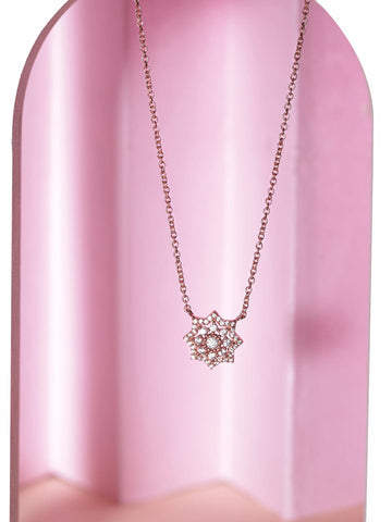 Rubans 925 Silver 18K Rose Gold Studded Flower Motif Pendant Minimal Necklace Necklaces, Necklace Sets, Chains & Mangalsutra