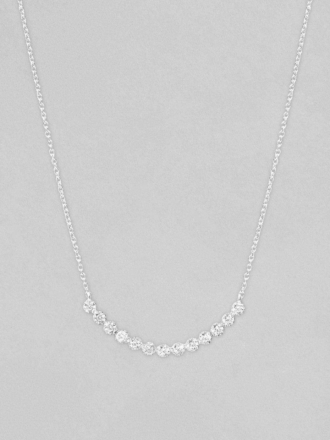Rubans 925 Silver Celestial Curve Of Zirconia Pendant Necklace Chain & Necklaces