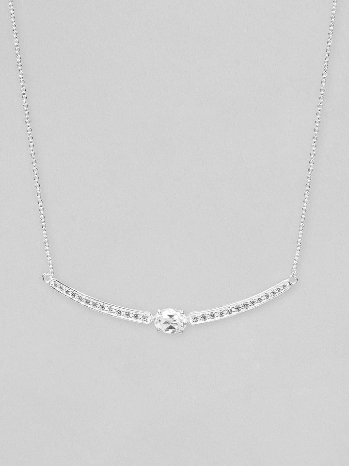 Rubans 925 Silver Celestial Curve Of Zirconia Pendant Necklace Necklace