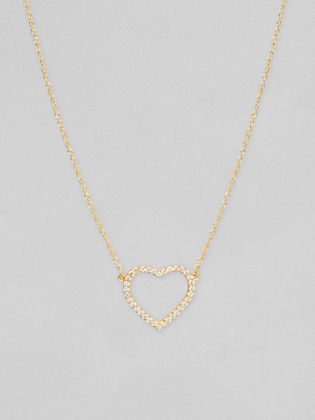 Rubans 925 Silver Glitters To The Heart Pendant Necklace - Gold Plated Chain & Necklaces