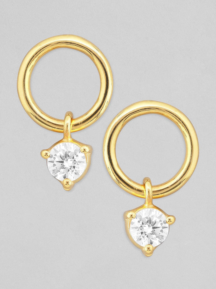 Rubans 925 Silver Never Ending Diamond Loop Drop Earrings.- Gold Plated Earrings