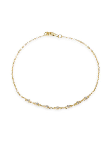 Rubans 925 Silver Rhodium Plated Zirconia Studded Anklet Bangles & Bracelets