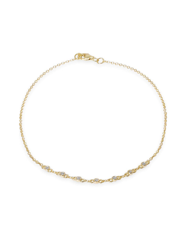 Rubans 925 Silver Rhodium Plated Zirconia Studded Anklet Bangles & Bracelets