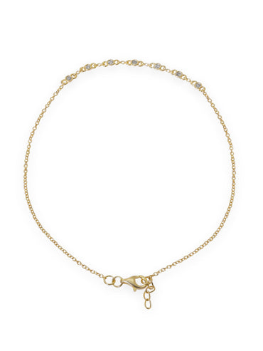 Rubans 925 Silver Rhodium Plated Zirconia Studded Anklet Bangles & Bracelets