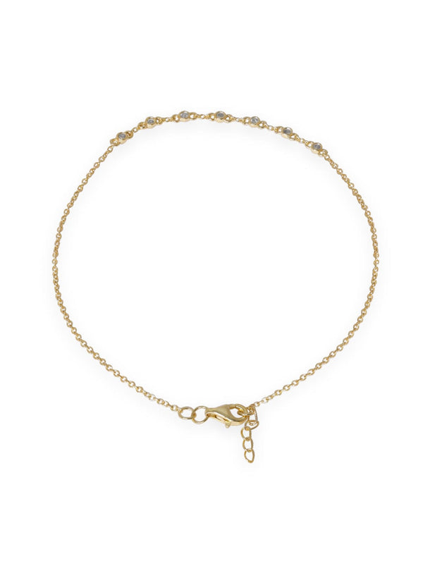 Rubans 925 Silver Rhodium Plated Zirconia Studded Anklet Bangles & Bracelets