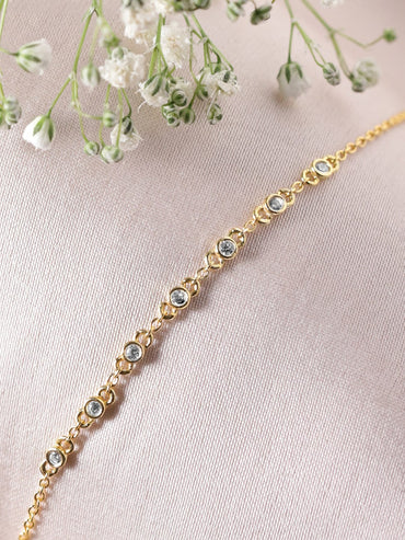 Rubans 925 Silver Rhodium Plated Zirconia Studded Anklet Bangles & Bracelets