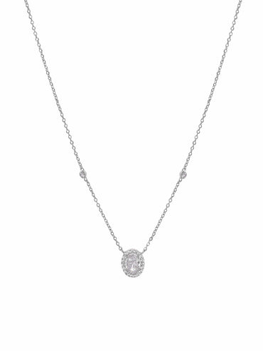 Rubans 925 Silver Rhodium plated zirconia studded necklace Necklace