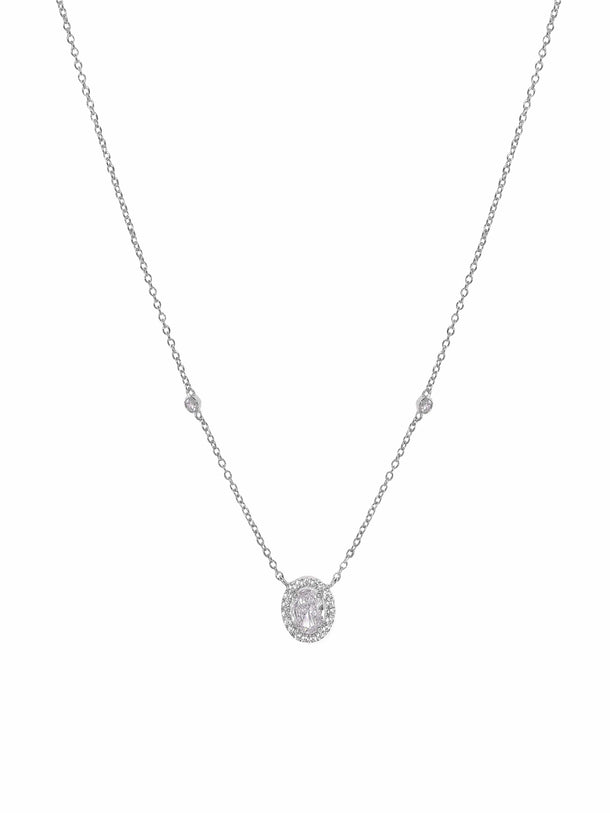 Rubans 925 Silver Rhodium plated zirconia studded necklace Necklace