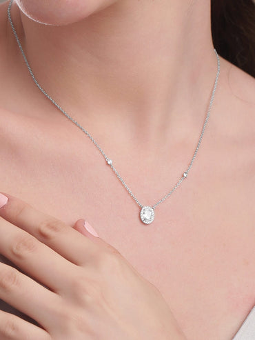 Rubans 925 Silver Rhodium plated zirconia studded necklace Necklace
