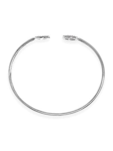 Rubans 925 Silver Rhodium Plated Zirconia Studded Open Bracelet Bangles & Bracelets