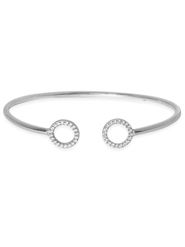 Rubans 925 Silver Rhodium Plated Zirconia Studded Open Bracelet Bangles & Bracelets