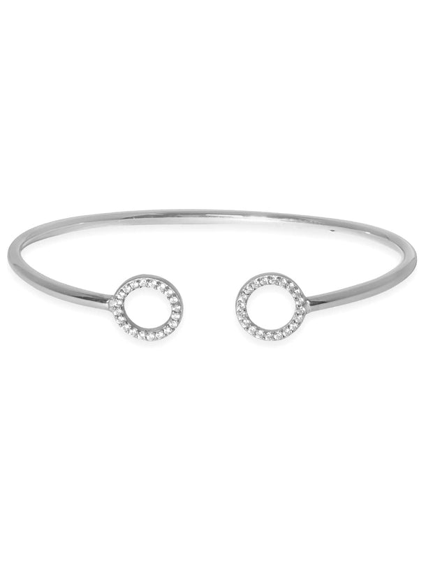 Rubans 925 Silver Rhodium Plated Zirconia Studded Open Bracelet Bangles & Bracelets